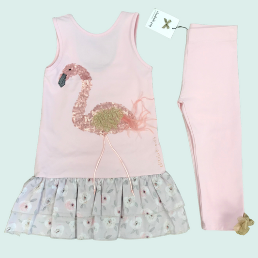 ELISABETH PUIG Voyage Girls Pink Flamingo Dress & Leggings - NON RETURNABLE
