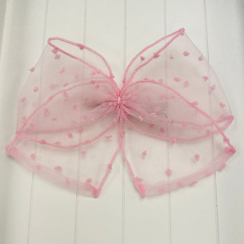 BABINE Cuadros Girls Pink Organza Bow Clip