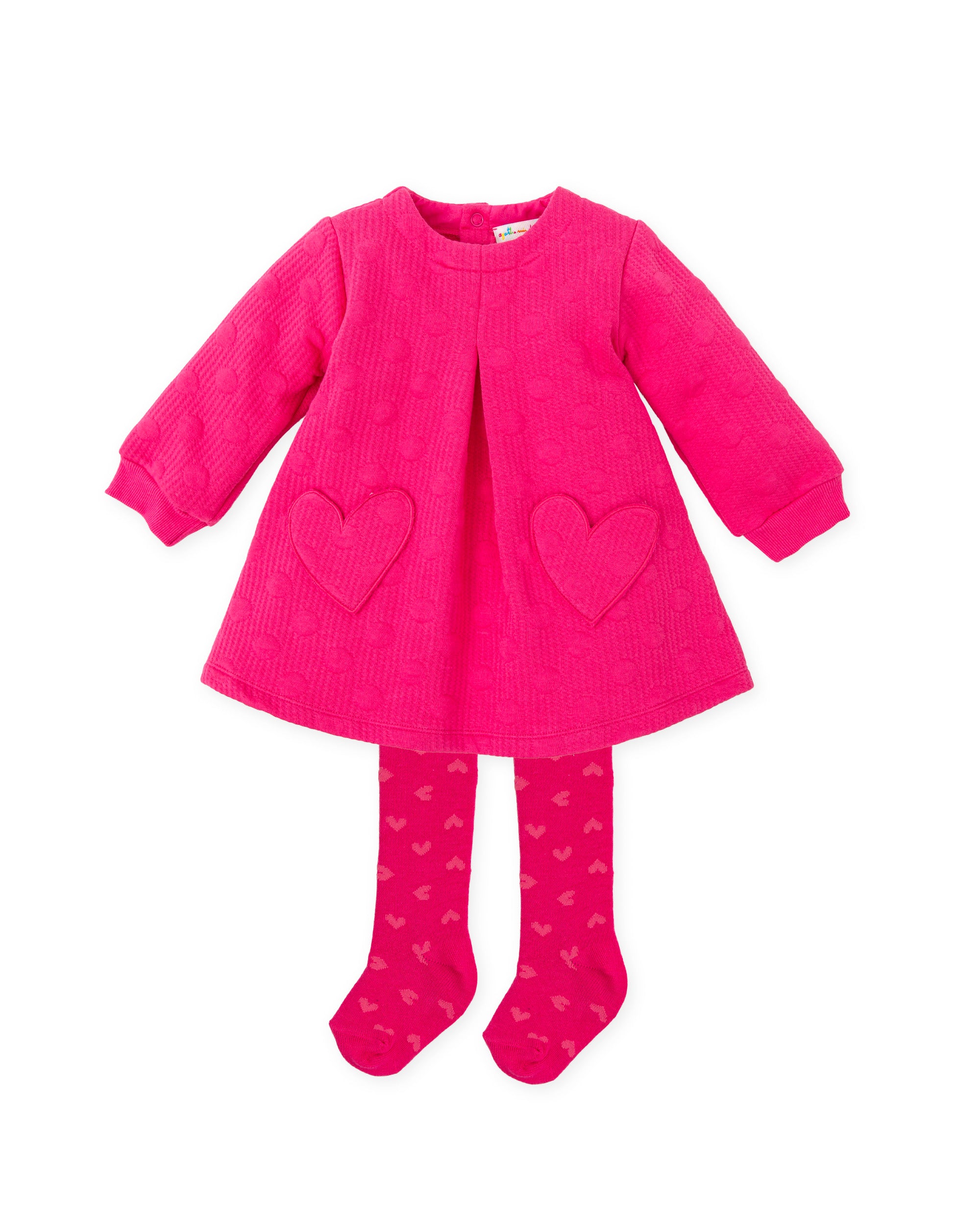 AGATHA RUIZ DE LA PRADA AW24 Heart Girls Fuchsia Pink Dress & Tights - CLEARANCE SALE