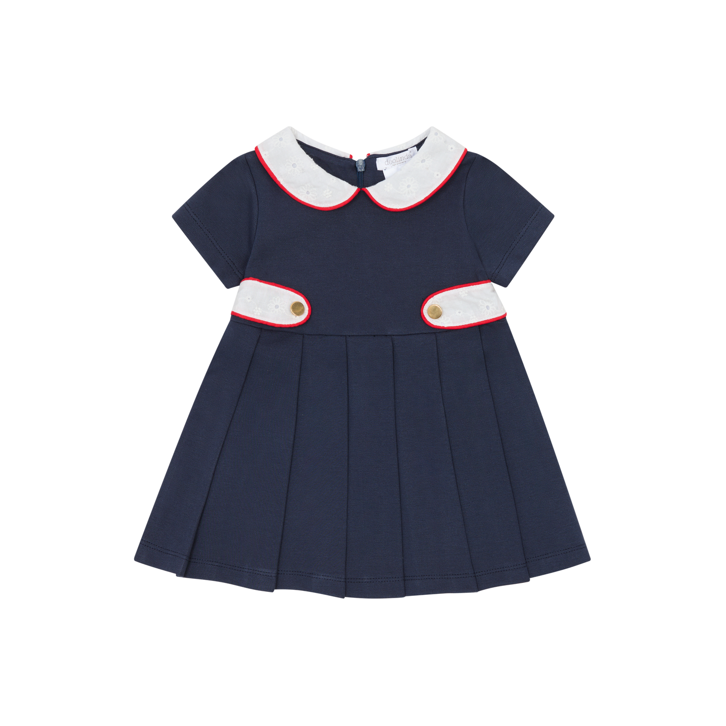 DEOLINDA SS25 Marine Navy & White Girls Dress - 25416