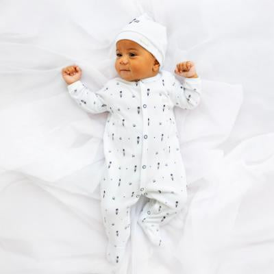 BLUES BABY Sitges Boys White Soldier Print Babygrow & Hat - CLEARANCE SALE