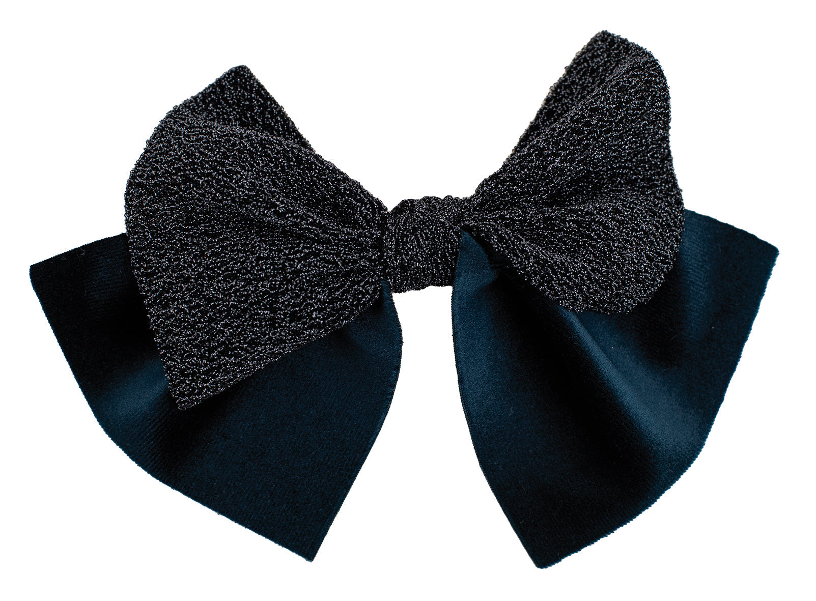 CALAMARO Halny layered navy velvet and charcoal shimmer girls hair bow