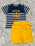 WEEKEND A LA MER Cruising Boys Yellow & Navy Short Set