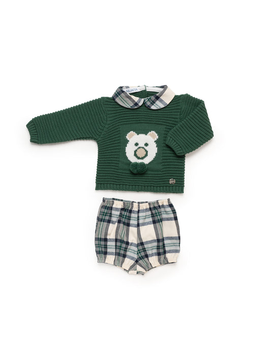 AW25 JULIANA Sinfonia Boys Green Teddy Bear Jam Pant Set - 25589