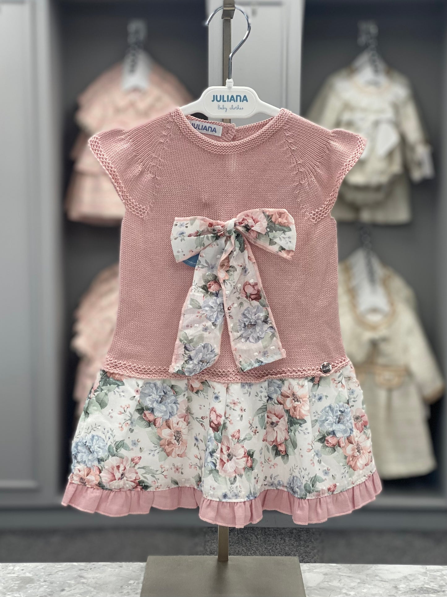 JULIANA SS22 Rose Pink Floral Girls Dress - CLEARANCE SALE