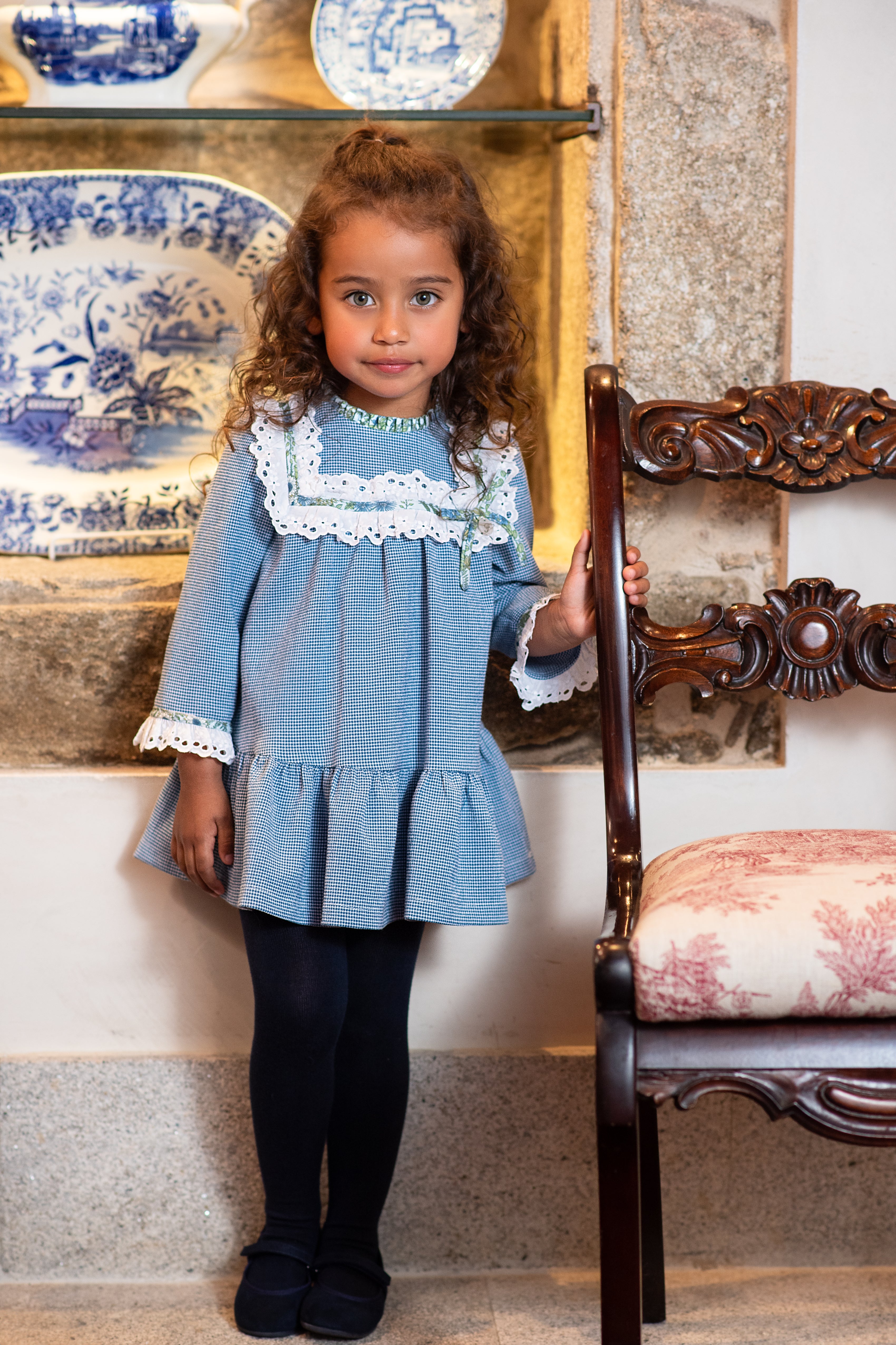 AW24 FOQUE Klein Light Blue Girls Dress - CLEARANCE SALE