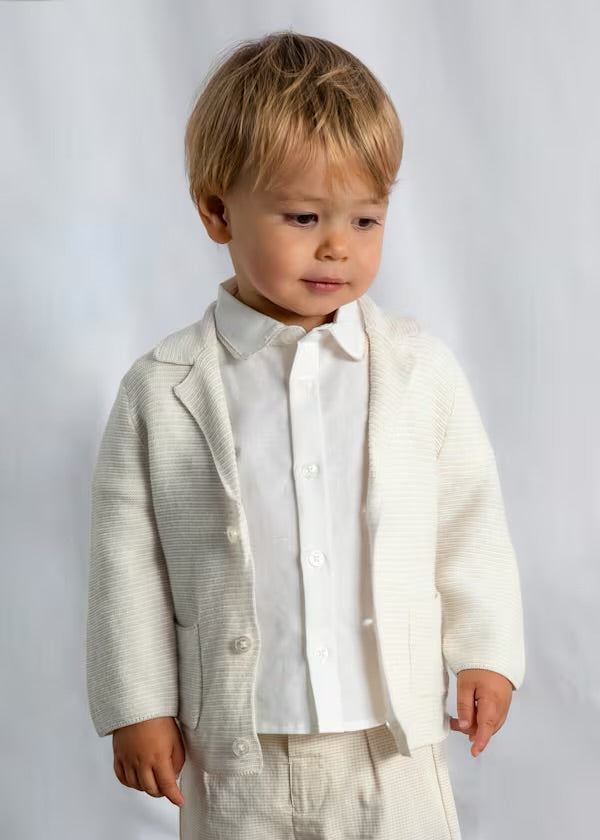 Mayoral oat textured long-sleeved cardigan, back view