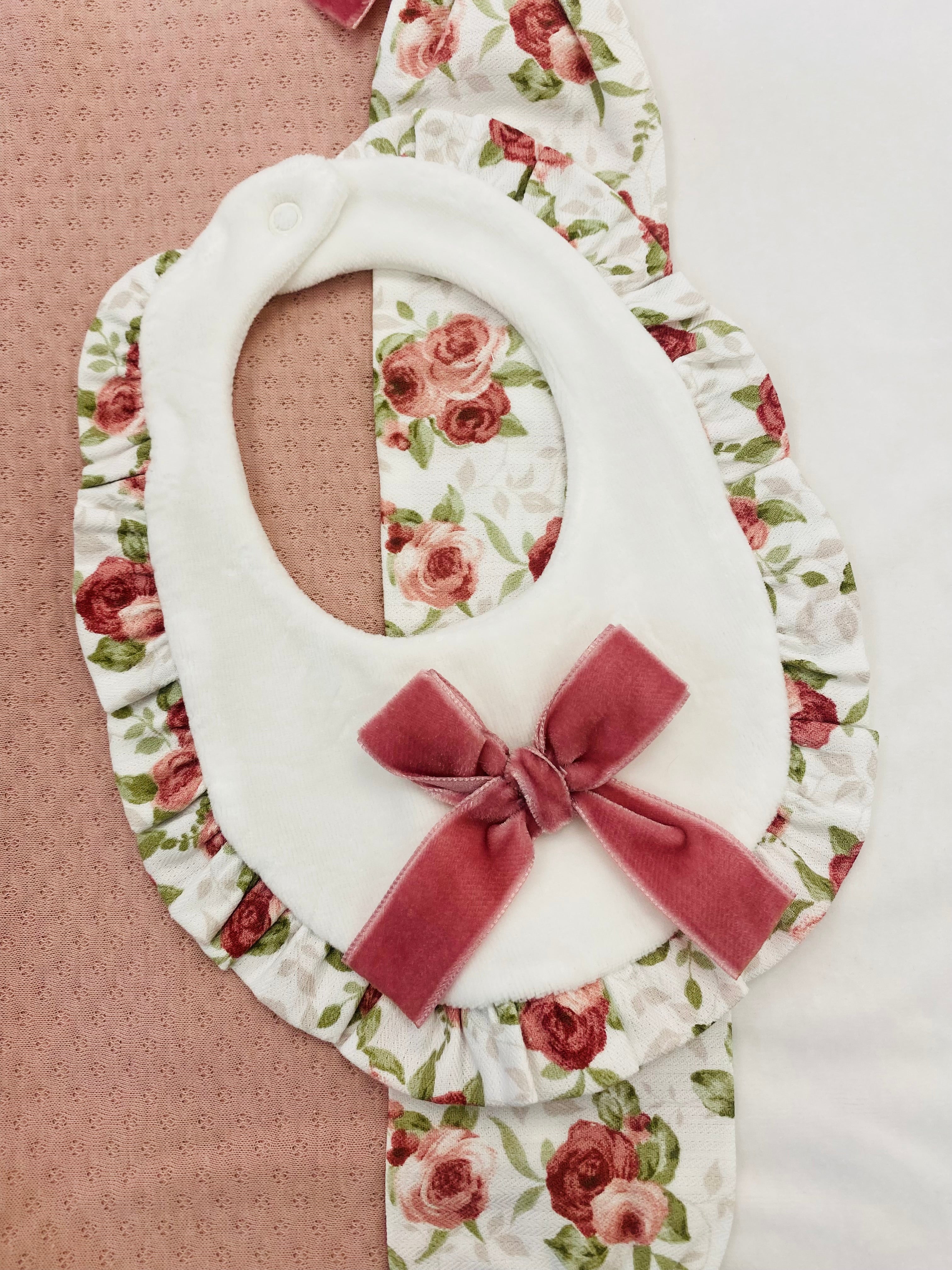 AW25 DEOLINDA Ella Girls Deep Pink Floral Bib - 25B07