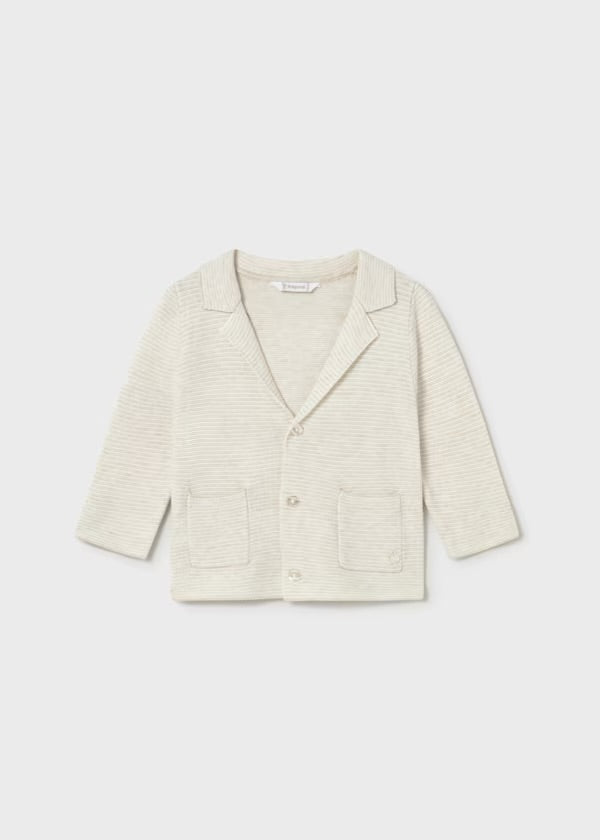 Mayoral ivory piped shirt and oat-check shorts outfit