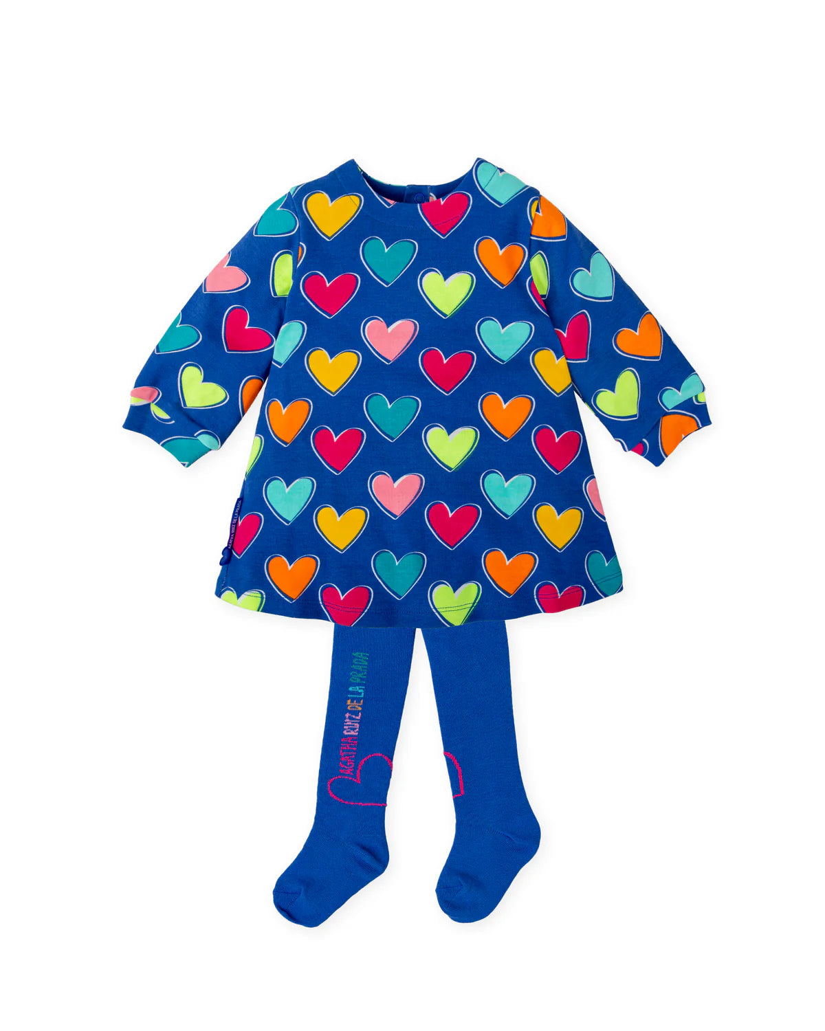 Agatha Ruiz de la Prada electric-blue heart-print dress and tights set