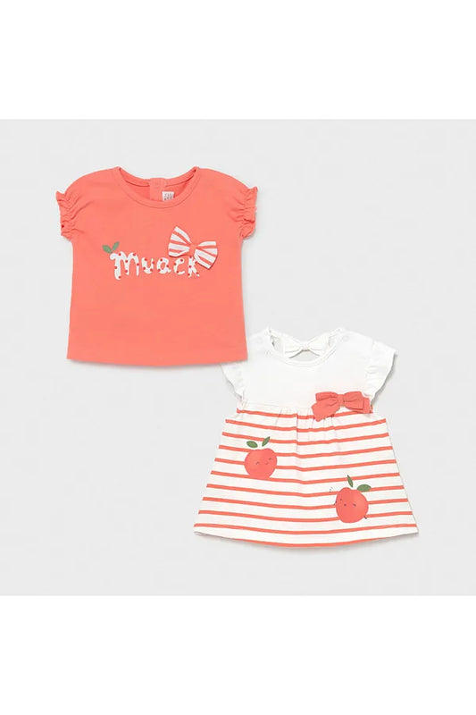 MAYORAL Girls Peach Sorbet T-Shirt Set - CLEARANCE SALE