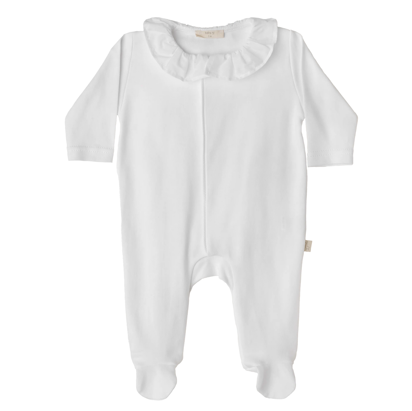 BABY GI Angel Wings White Unisex Frill Collar Cotton Babygrow