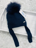 RAHIGO Navy Pom Pom Hat with Ear Flaps - 252138