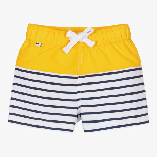 WEEKEND A LA MER Boys Soulo Yellow & Navy Stripe Swimming Trunks