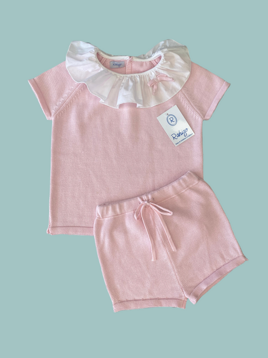 RAHIGO Pink Frill Collar Girls Short Set - CLEARANCE SALE