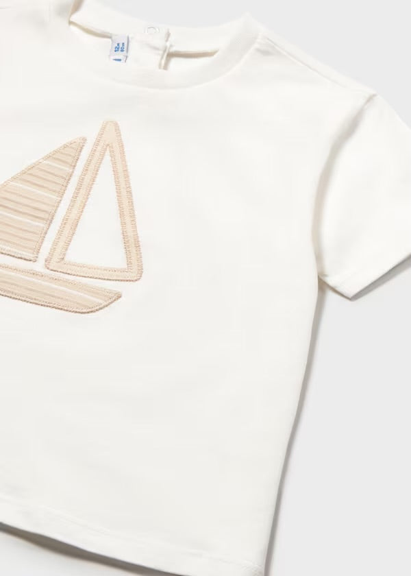 X MAYORAL Boys Cream Short Set with Sun Hat - 1666