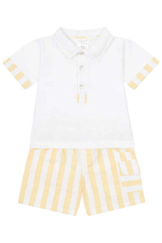 DEOLINDA SS25 Sunny Boys Lemon & White Short Set - 25826