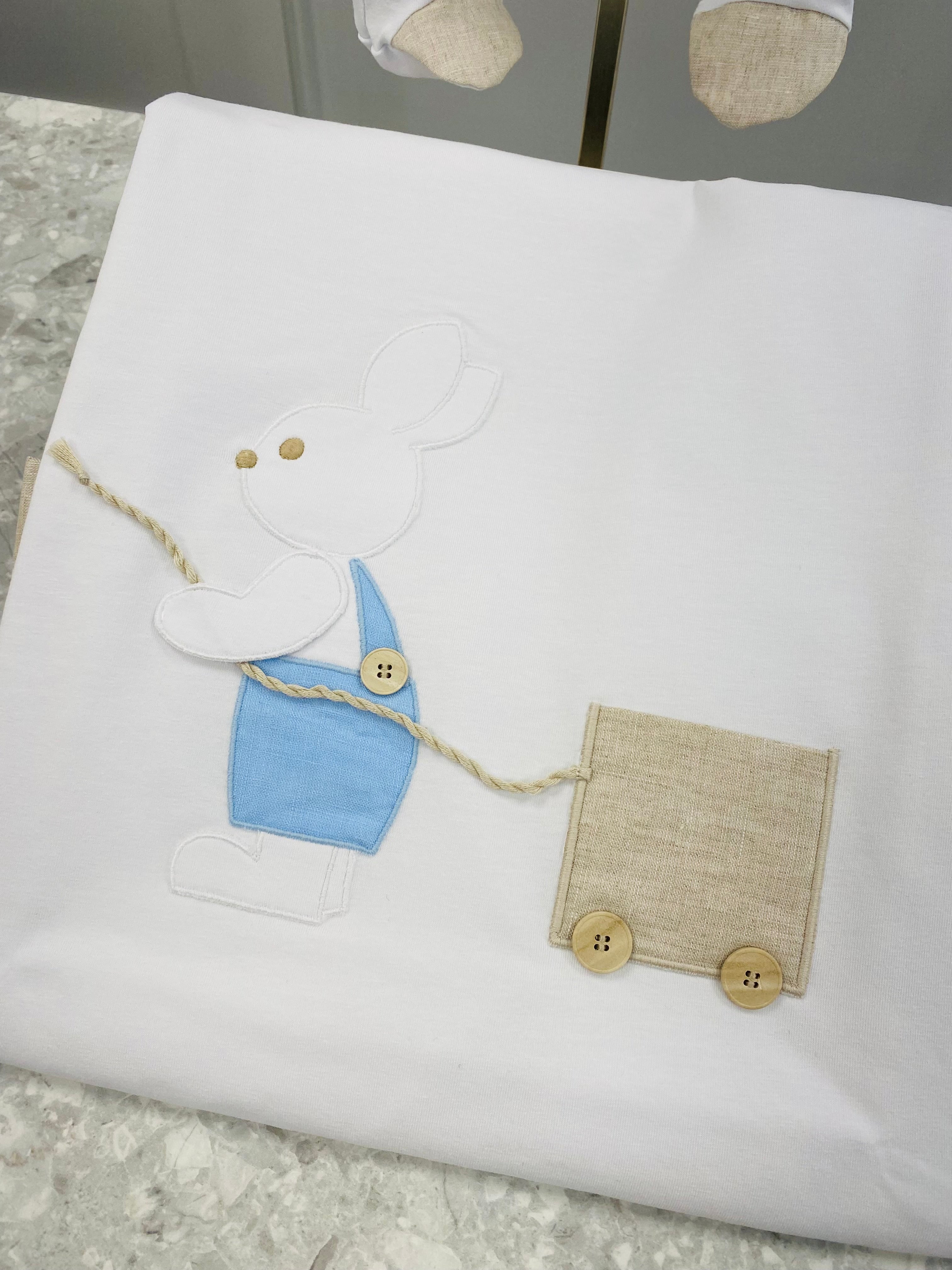 BIMBALO Boys Applique Rabbit Babygrow & Blanket