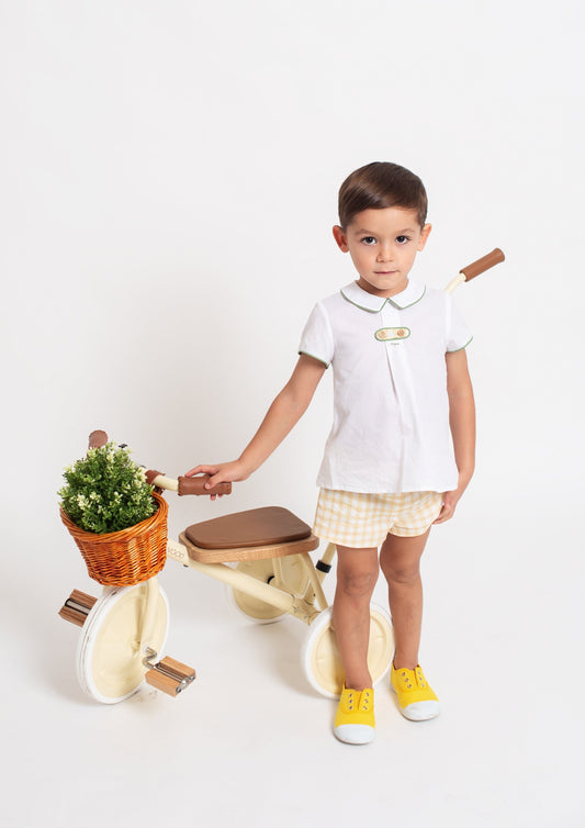FOQUE Aurora Baby Boys Vanilla & Green Short Set - 4927