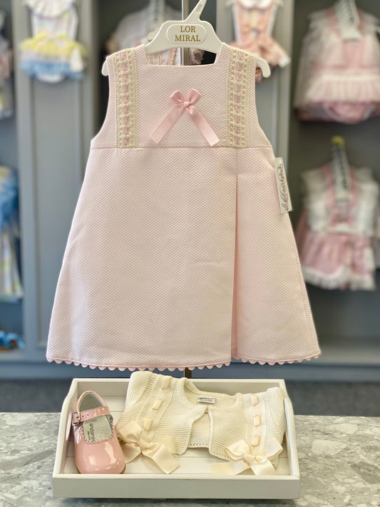 LOR MIRAL Violeta Girls Pink & Cream A-Line Dress - 41418