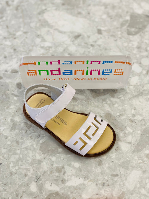 ANDANINES White Girls Patent Leather Sandals