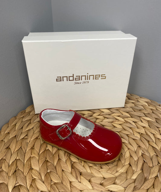 ANDANINES Baby Girls Mary Jane Red Patent Leather Shoe