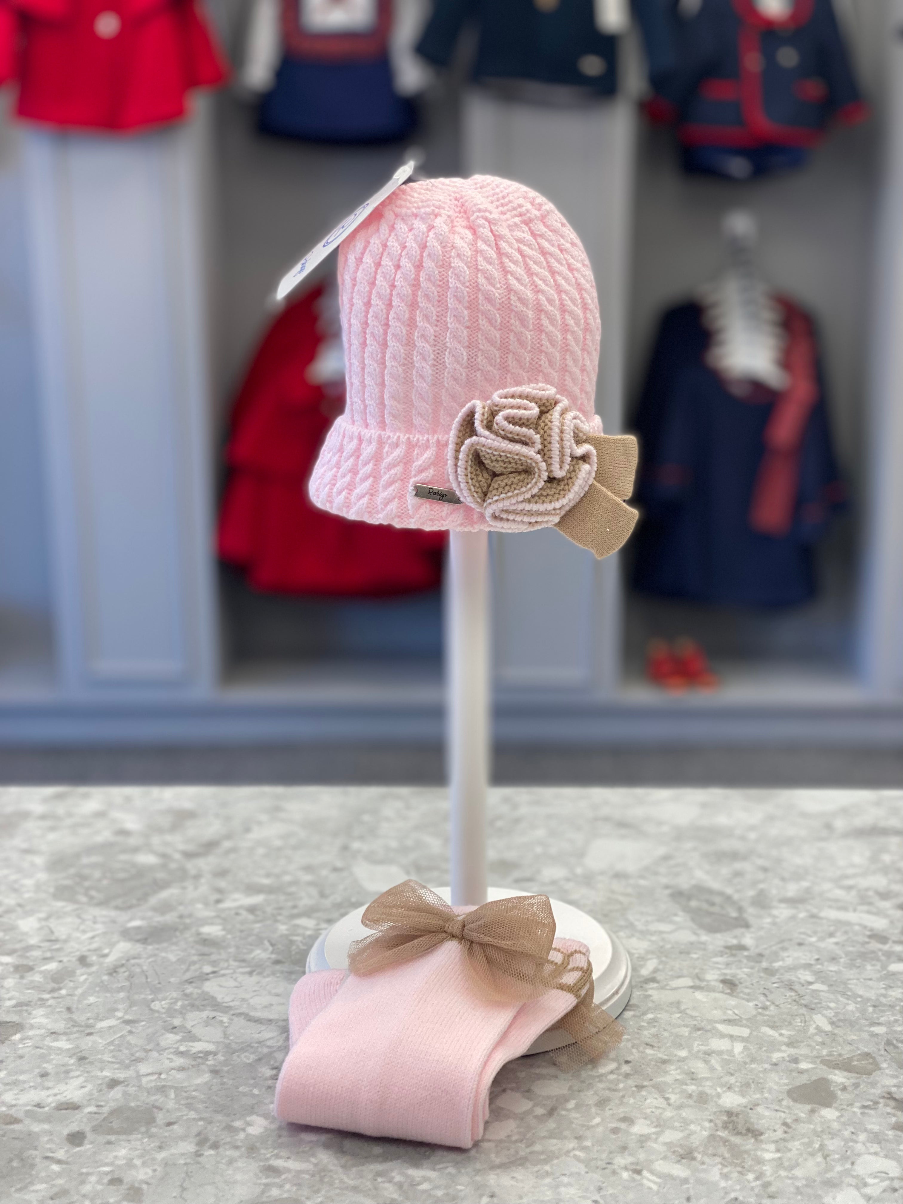 RAHIGO Pink & Camel Girls Corsage Hat - CLEARANCE SALE