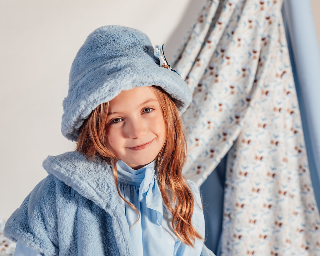 BABINE Cinderella Girls Blue Faux Fur Gilet & Hat - 2713