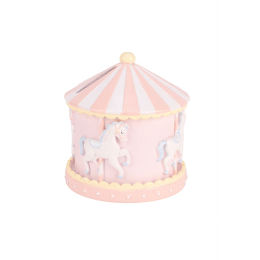 HELLO BABY Carousel Money Box 11cm - Pink