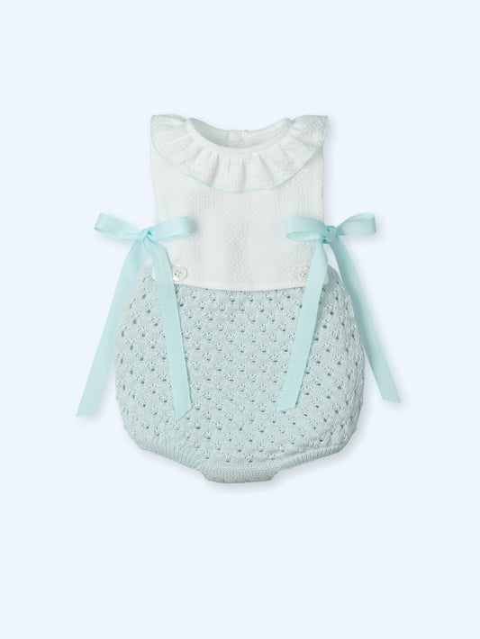 Mac Ilusión Mykonos Girls White & Mint Green Romper - 0140
