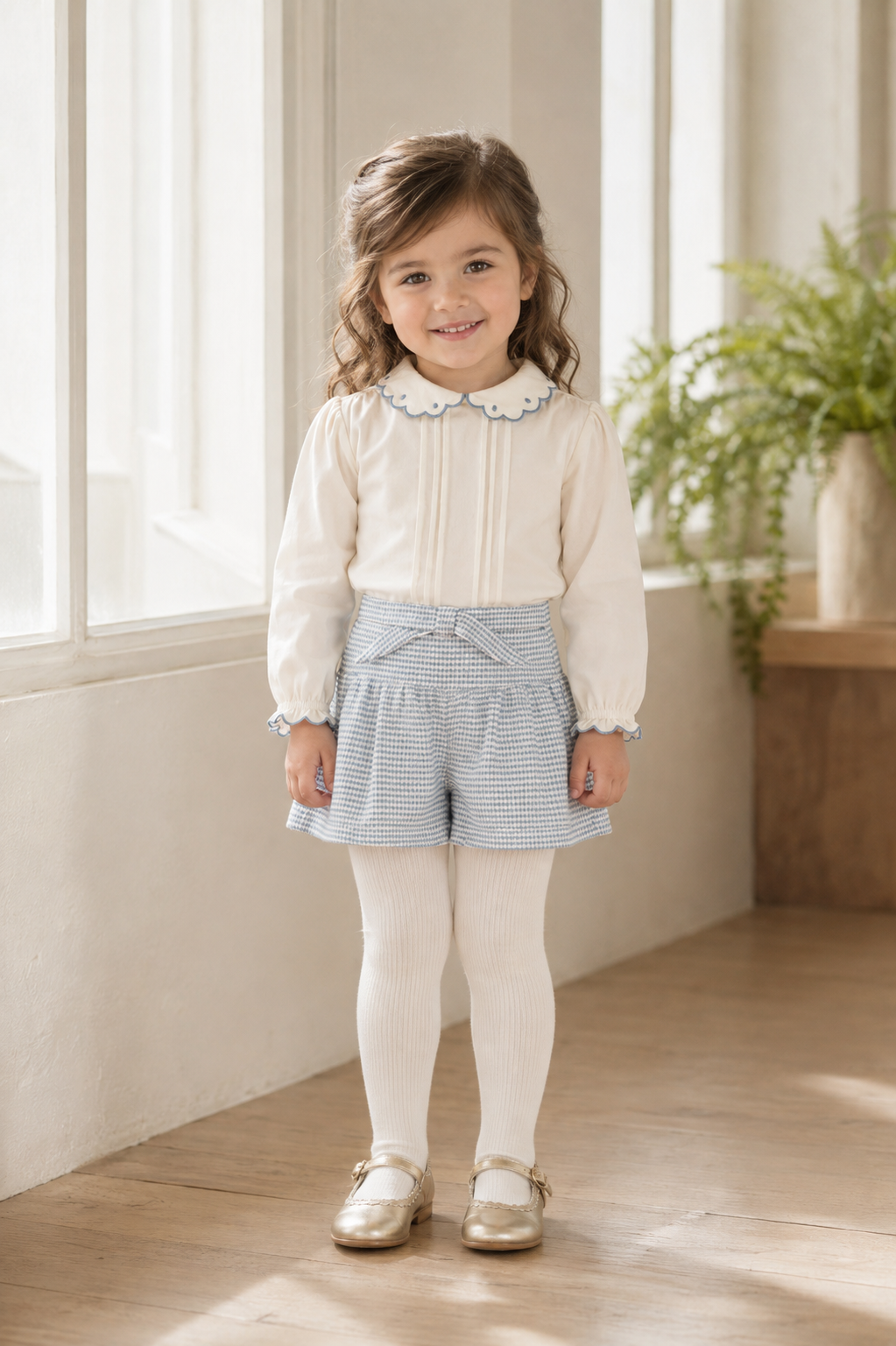 MIRANDA Blue Check Girls Short Set - 620