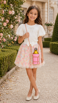 Angel’s Face Water girls pink bottle holder with gold aluminium bottle and chain strap - liestyle