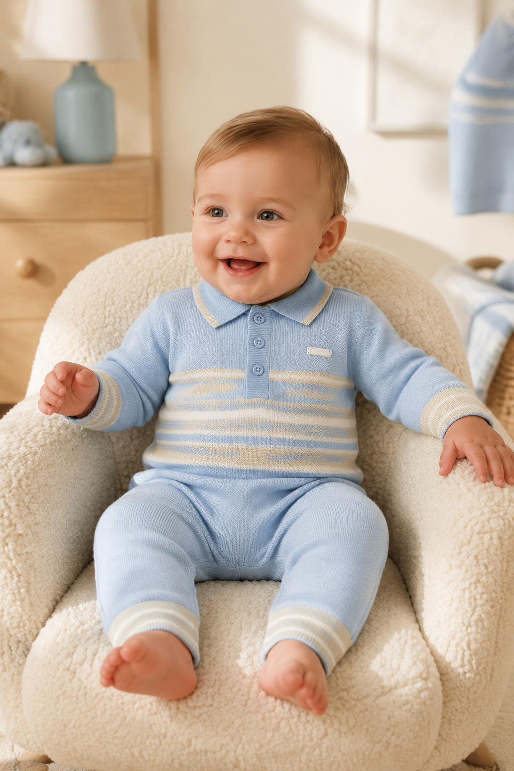 Blues Baby Rochefort Boys Knitted Romper 
