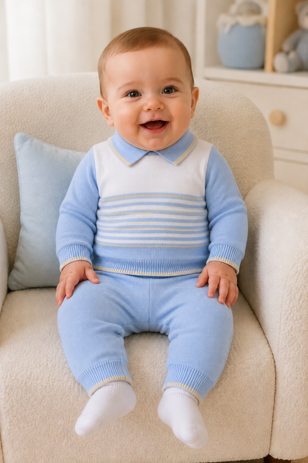 Blues Baby Herve Boys Two Piece Knitted Outfit