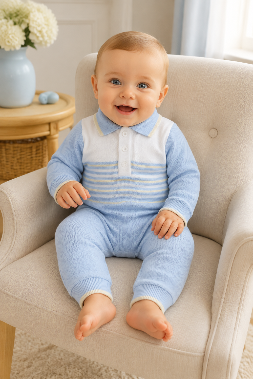 Blues Baby Herve Baby Boys Knitted Romper 
