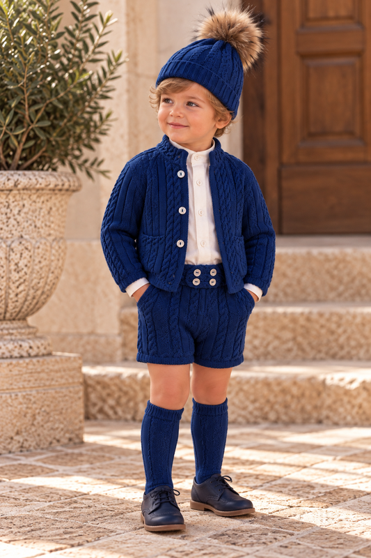 Rahigo Oxford Blue Boys Three Piece Short Set