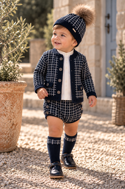 Rahigo Boys Navy & Cream Knitted Jam Pant Set