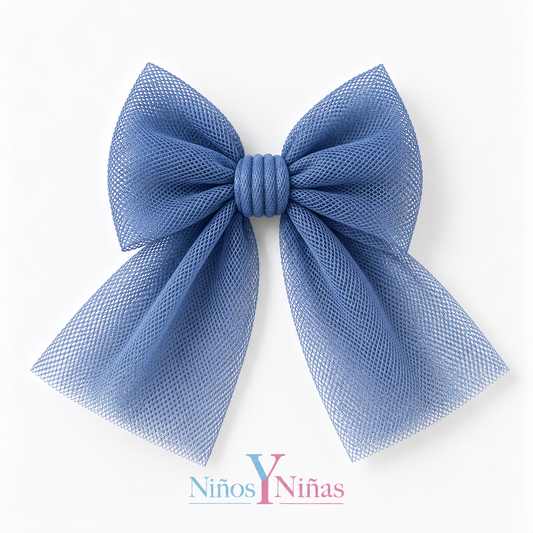 Rahigo Oxford Blue Girls Tulle Hair Bow Clip