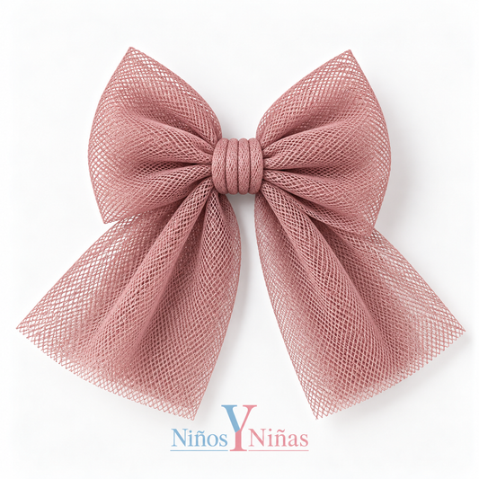 Rahigo Dusty Pink Girls Tulle Hair Bow Clip