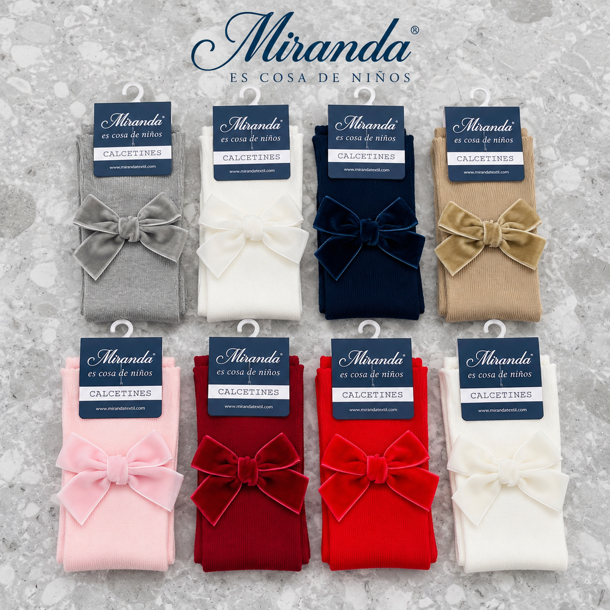 Miranda Girls Knee High Velvet Bow Socks