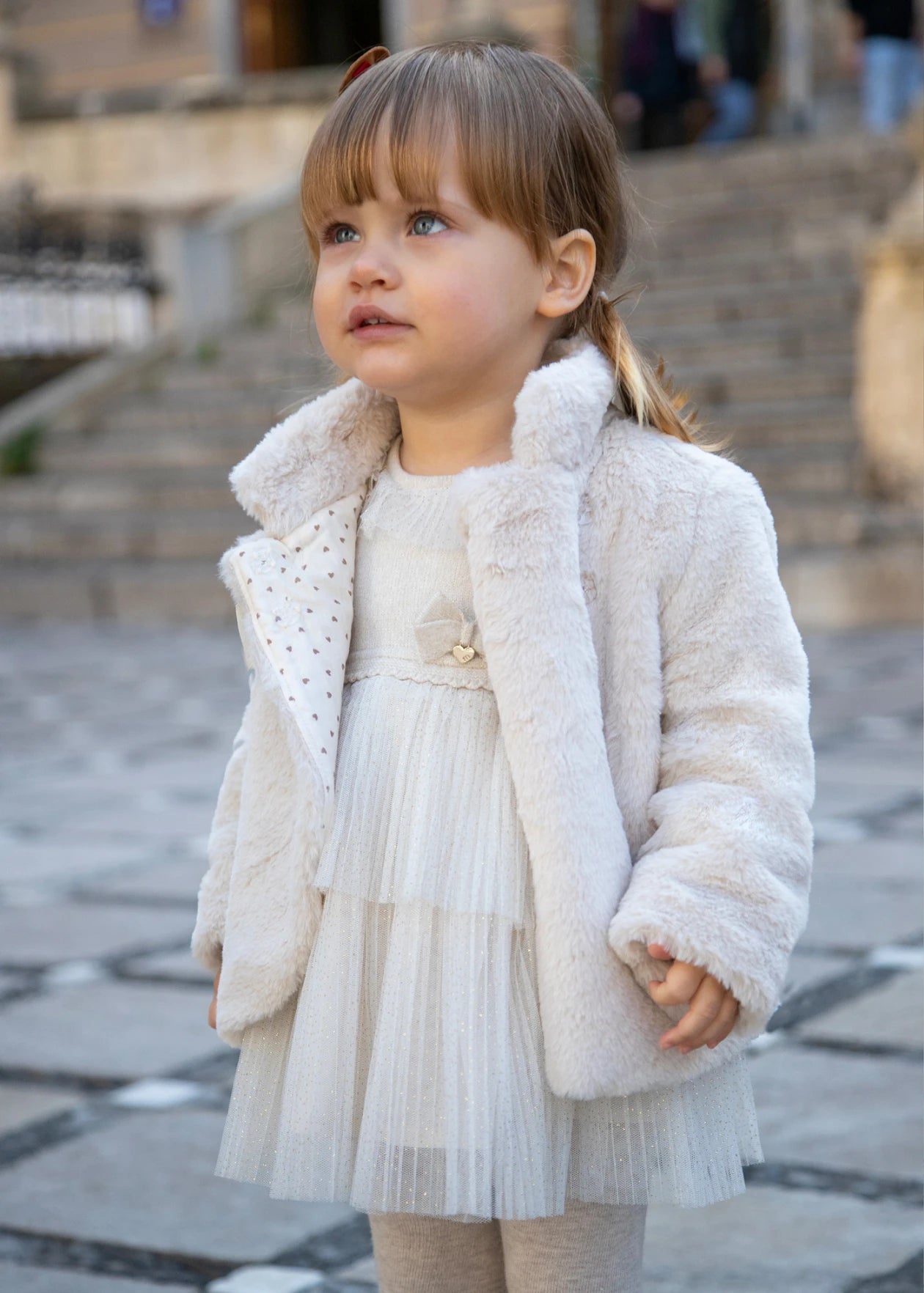 MAYORAL Baby Girls Cream & Gold Tulle Dress - 2979