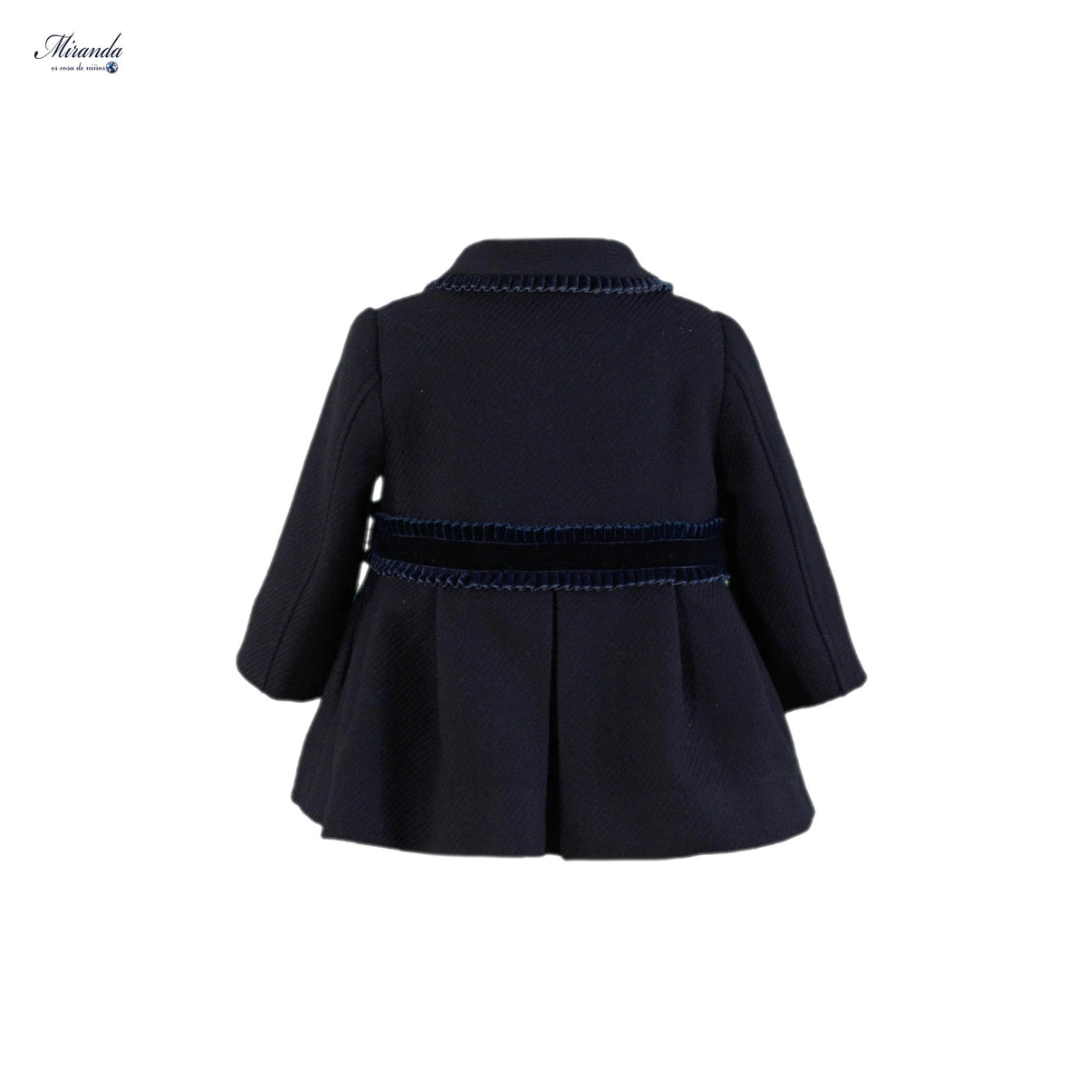 MIRANDA Navy Girls Traditional Style Coat & Bonnet - rear view