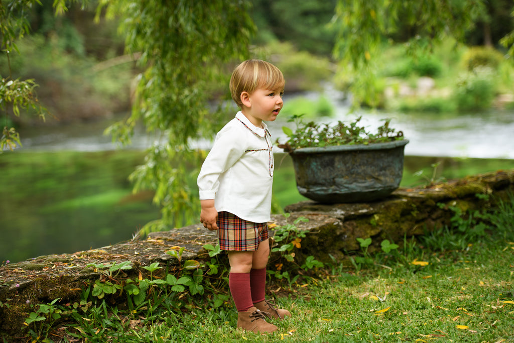 AW25 FOQUE La Calabaza Boys Camel Check Short Set