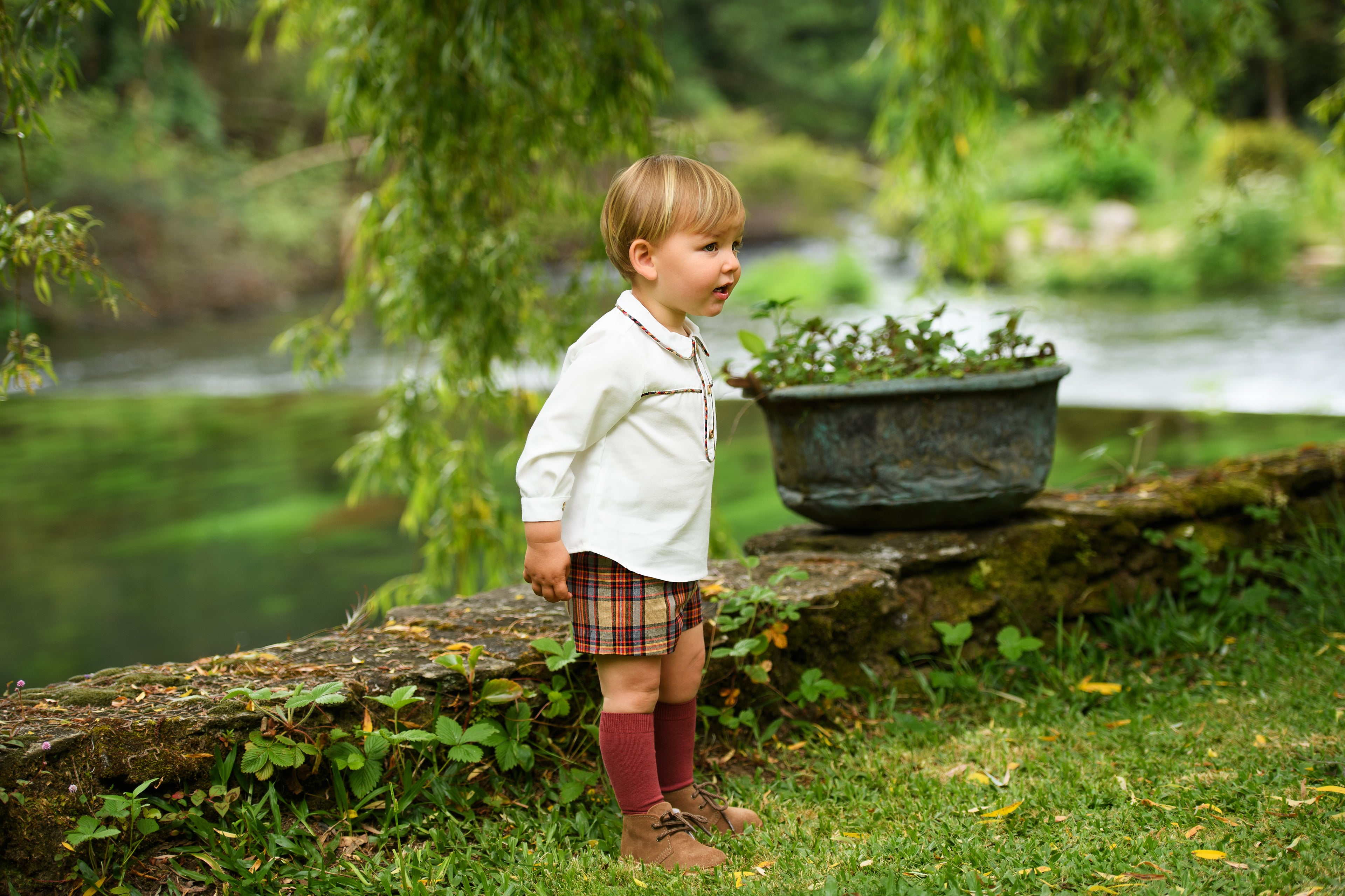 AW25 FOQUE La Calabaza Boys Camel Check Short Set