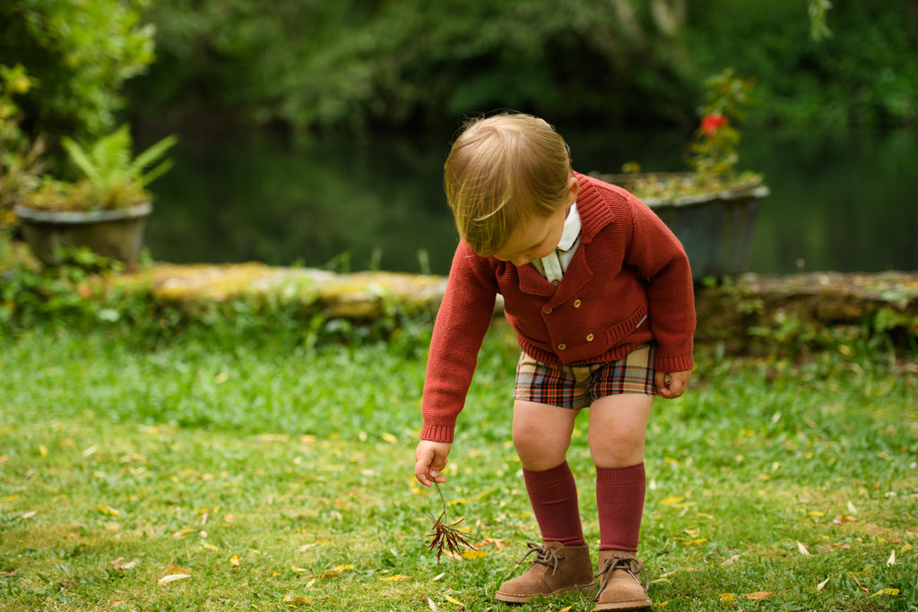AW25 FOQUE La Calabaza Boys Camel Check Short Set