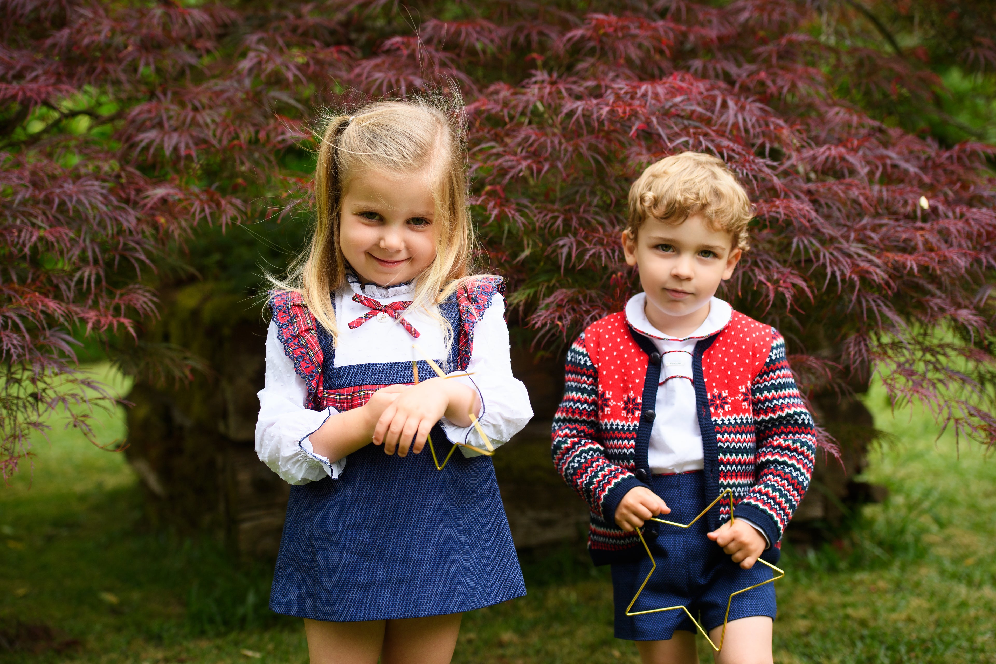 AW25 FOQUE Galletas Boys Navy & Red Tartan Short Set