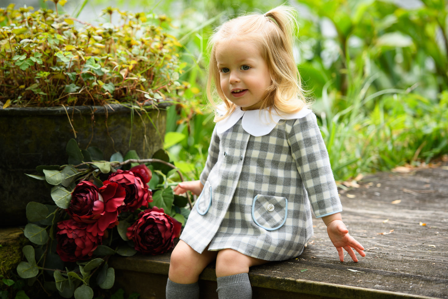 AW25 FOQUE Los Fogones Girls Blue & Grey Dress & Knickers