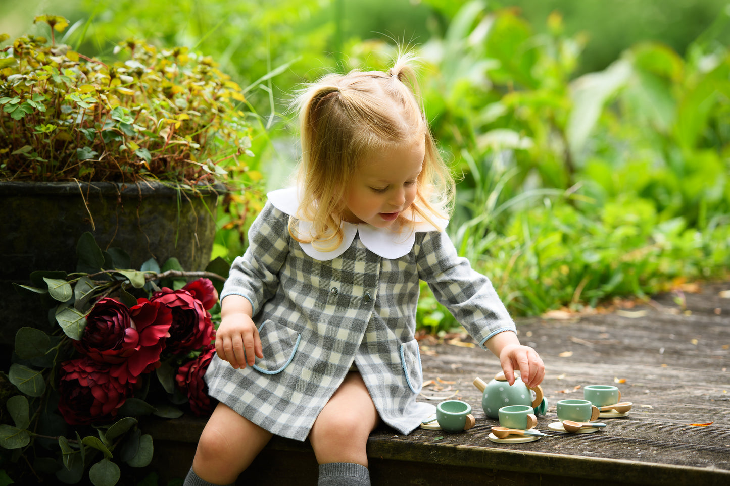 AW25 FOQUE Los Fogones Girls Blue & Grey Dress & Knickers