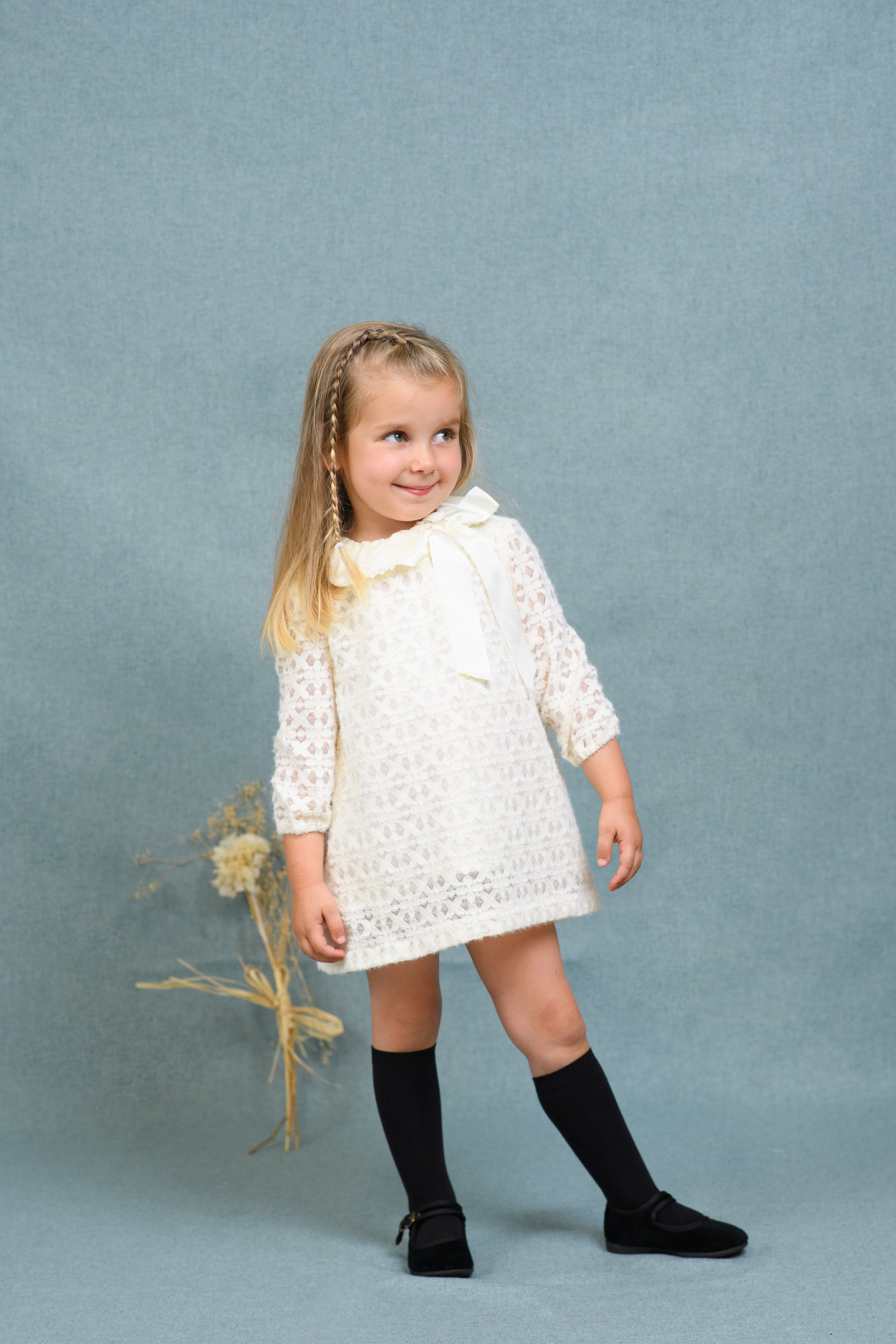 AW25 FOQUE El Teatro Girls Cream Lace Dress