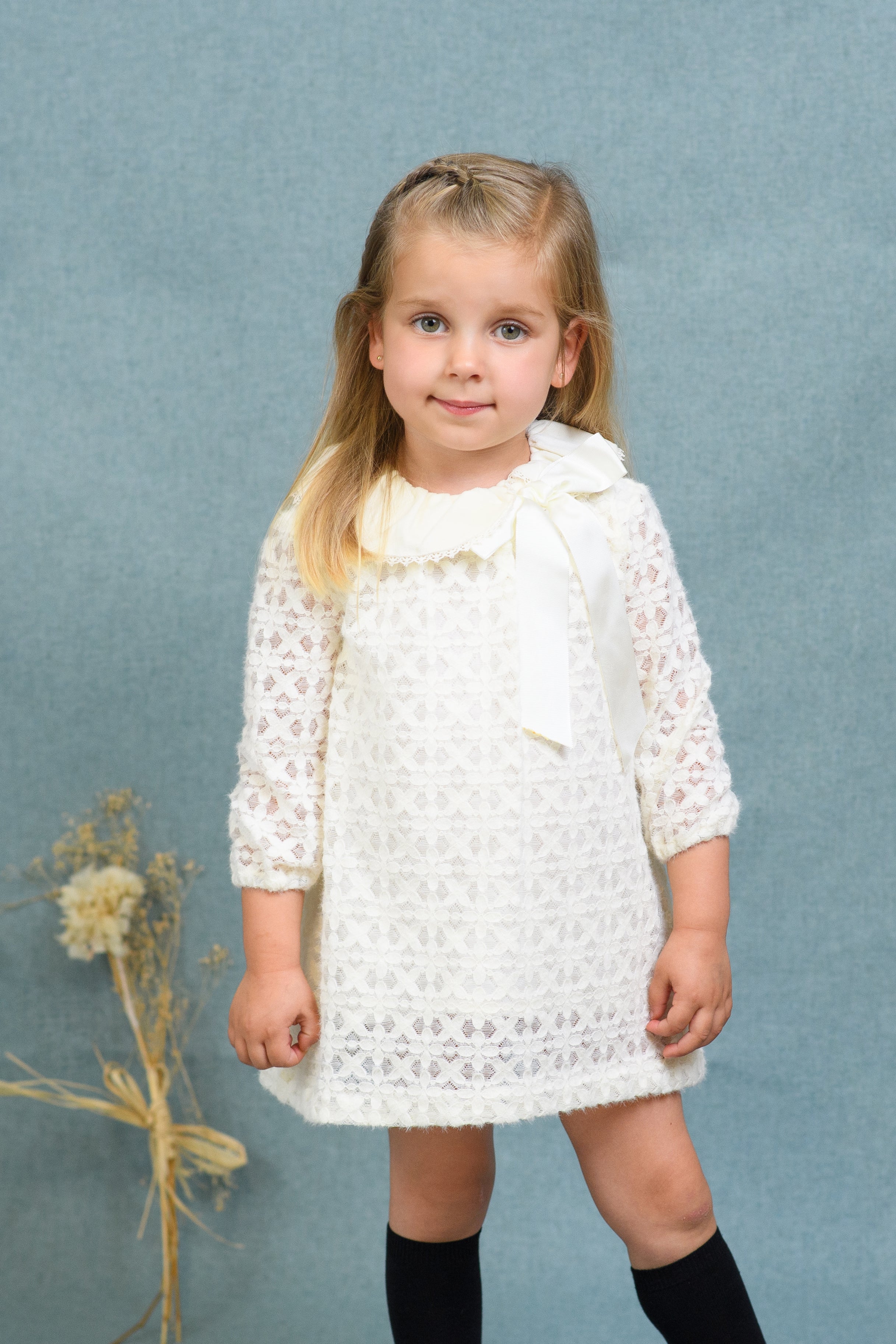 AW25 FOQUE El Teatro Girls Cream Lace Dress